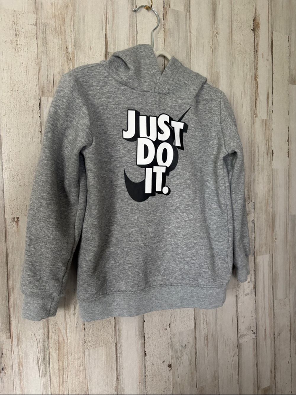 Nike Kids Gray‎ Hoodie with Black & White "Just Do It." Graphic